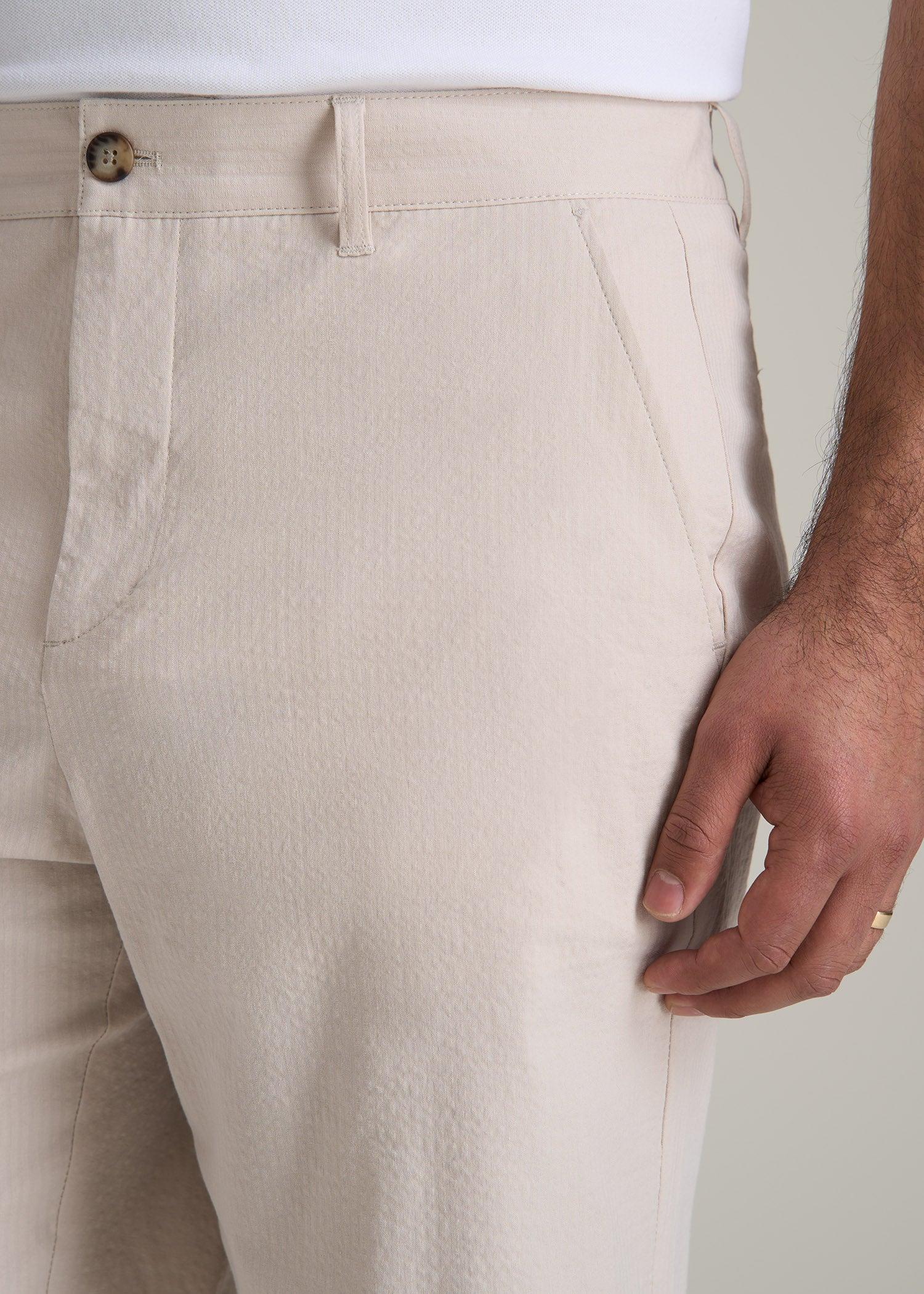 Seersucker Shorts for Tall Men in Soft Beige Male Product Image