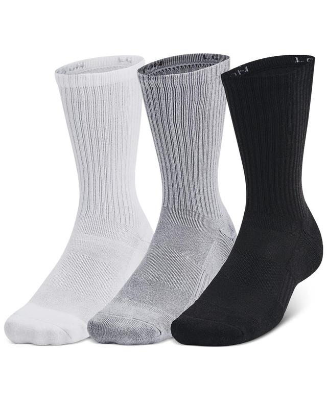 Under Armour Mens Training Cotton 3-Pk. Moisture-Wicking Crew Socks Product Image