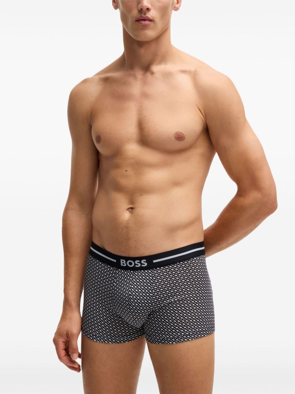 HUGO BOSS Three-pack Of Stretch-cotton Trunks With Logo Waistbands In Open Misc Product Image