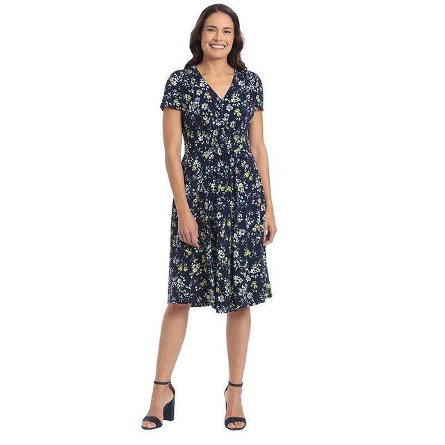 Womens London Times Smock Waist Fit & Flare Dress Blue Product Image