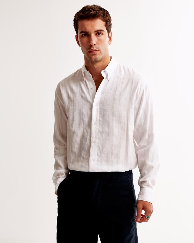 Summer Linen-Blend Button-Up Shirt Product Image