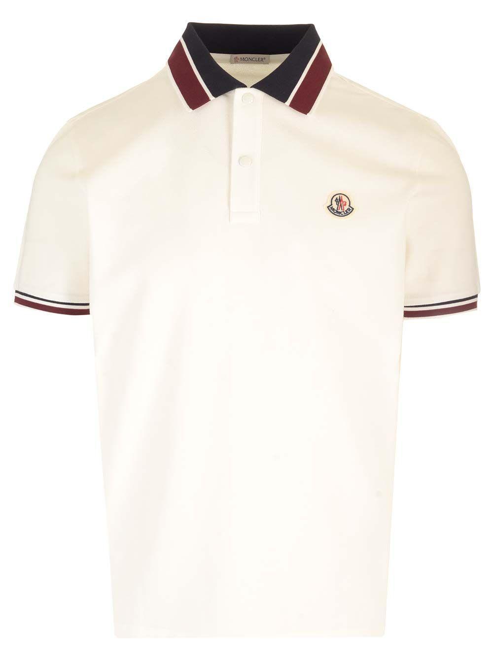 MONCLER Logo Patch Pique Polo T-shirt In White Product Image