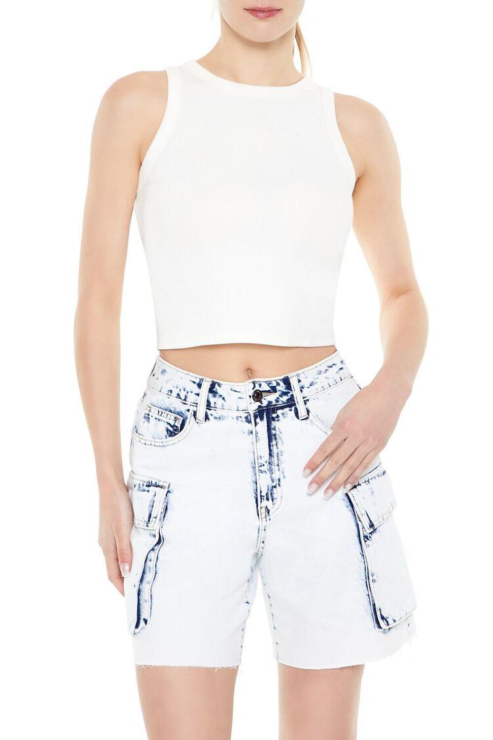 Bleach Wash Cargo Bermuda Shorts | Forever 21 Product Image