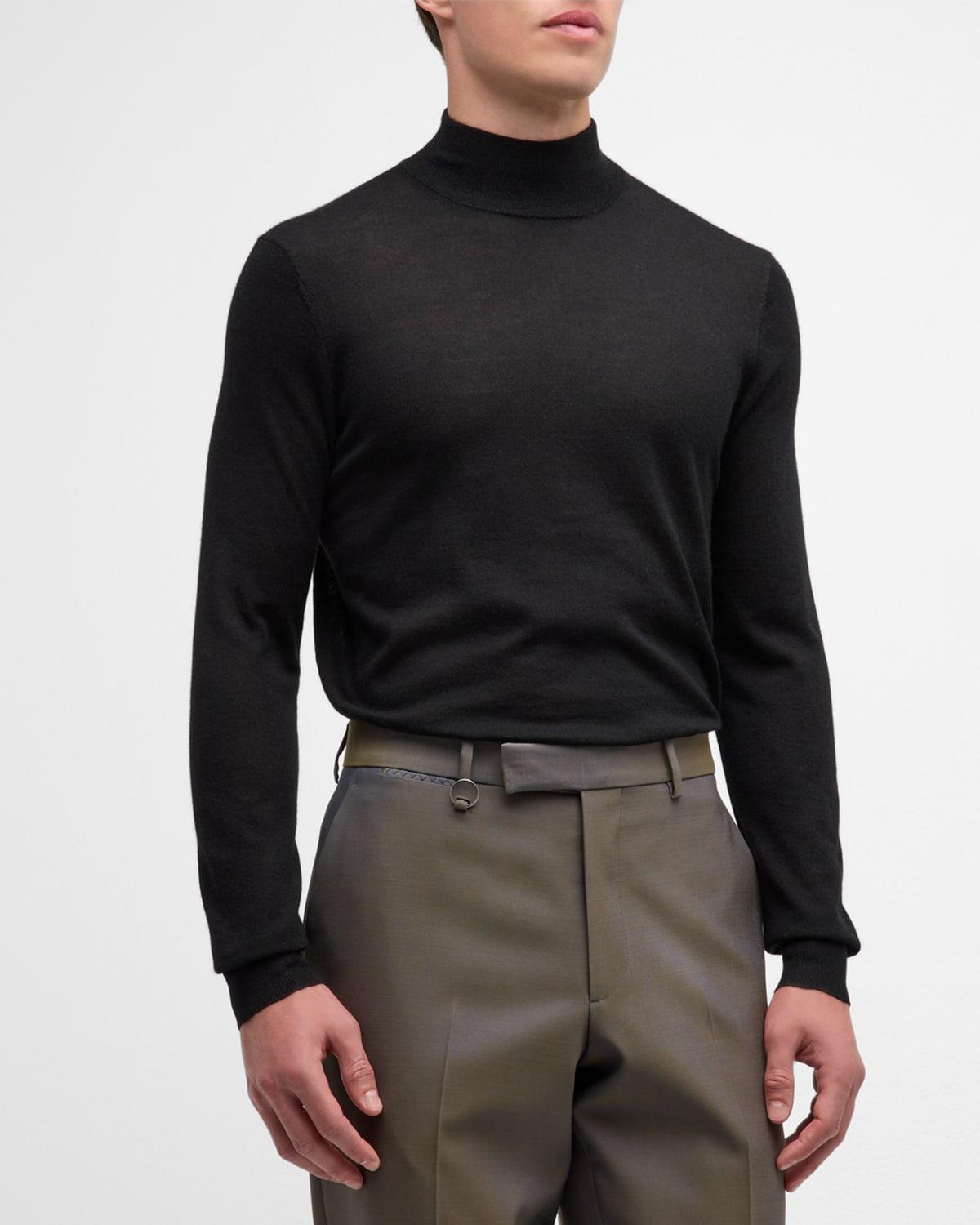 Mens Cashmere and Silk Mock-Neck Sweater Product Image