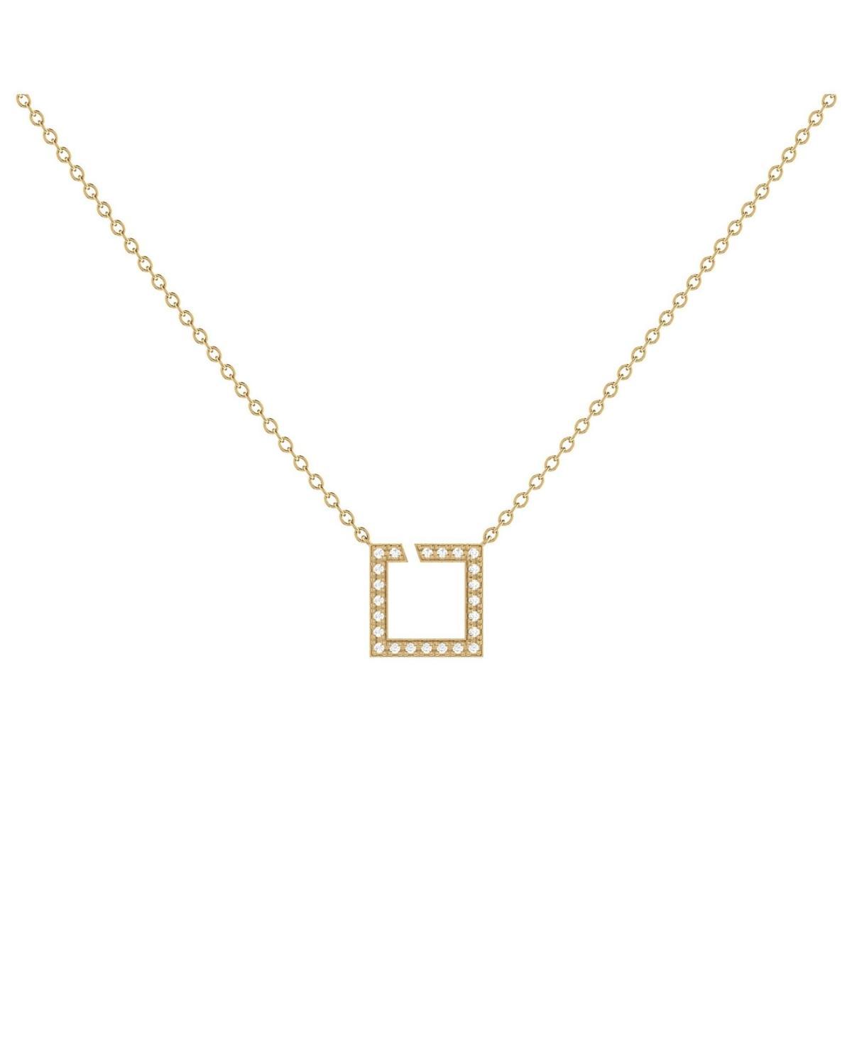 LuvMyJewelry Street Light Design Sterling Silver Diamond Square Women Necklace Product Image