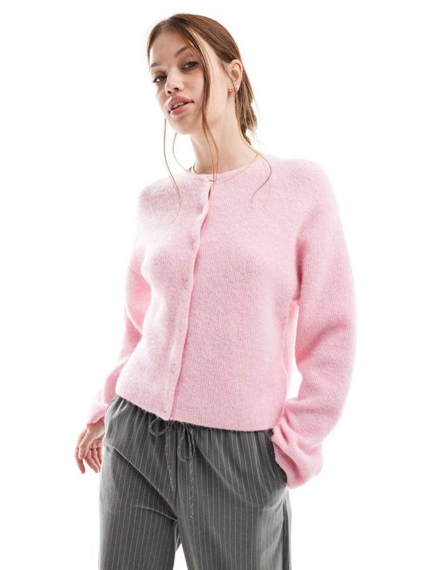 & Other Stories alpaca and wool blend cardigan with button front in pink Product Image