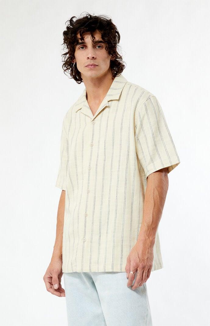 Men's Terry Woven Striped Camp Shirt Product Image