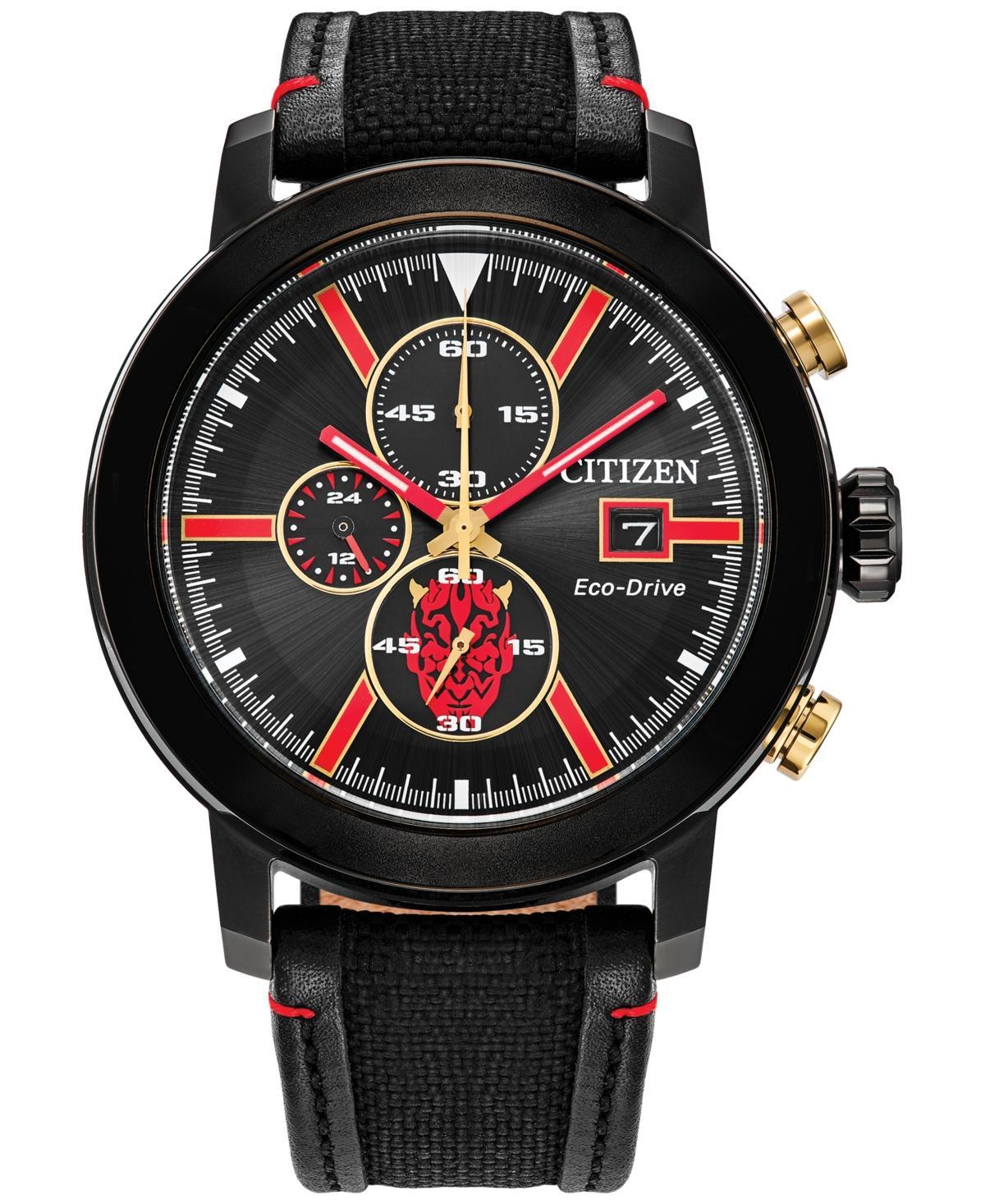 Citizen Eco-Drive Mens Chronograph Star Wars Darth Maul Mastermind Black Nylon & Leather Strap Watch 44mm Product Image