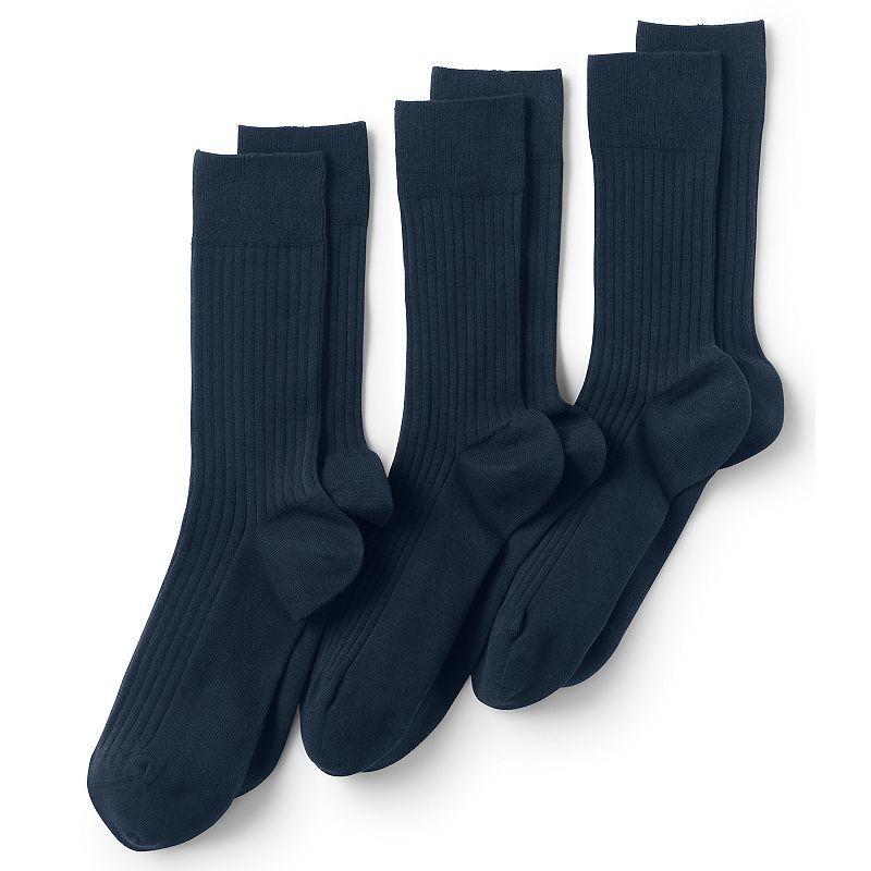 Lands End Mens Seamless Toe Cotton Rib Dress Socks (3-pack) Product Image