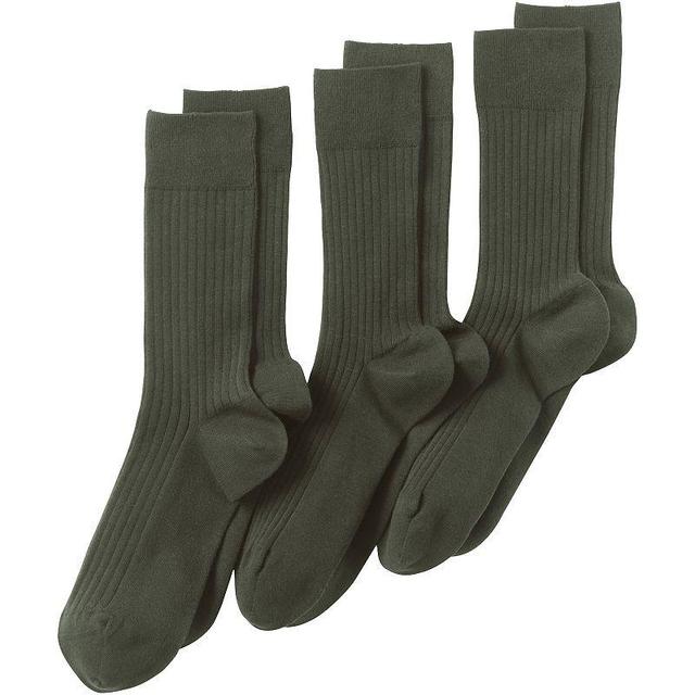 Mens Lands End Seamless-Toe Cotton 3-Pack Dress Socks Green Moss Product Image