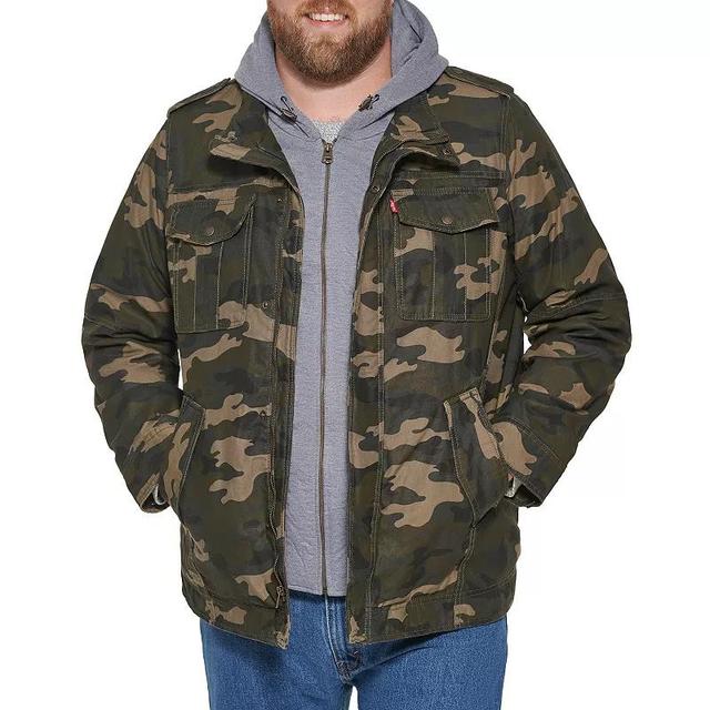 Big & Tall Levis Washed Cotton Sherpa-Lined Hooded Field Coat, Mens Product Image