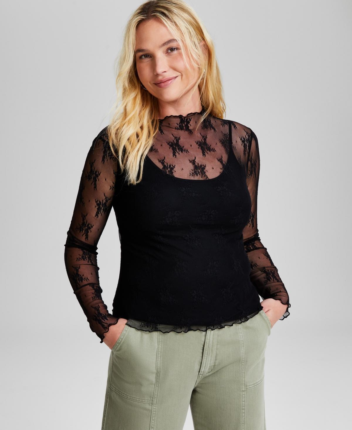 And Now This Womens Floral-Lace Mock-Neck Top, Created for Macys product image