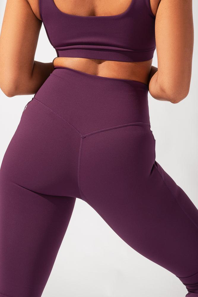 Crisscross Hourglass® Flared Leggings with Pockets - Winter Plum Product Image