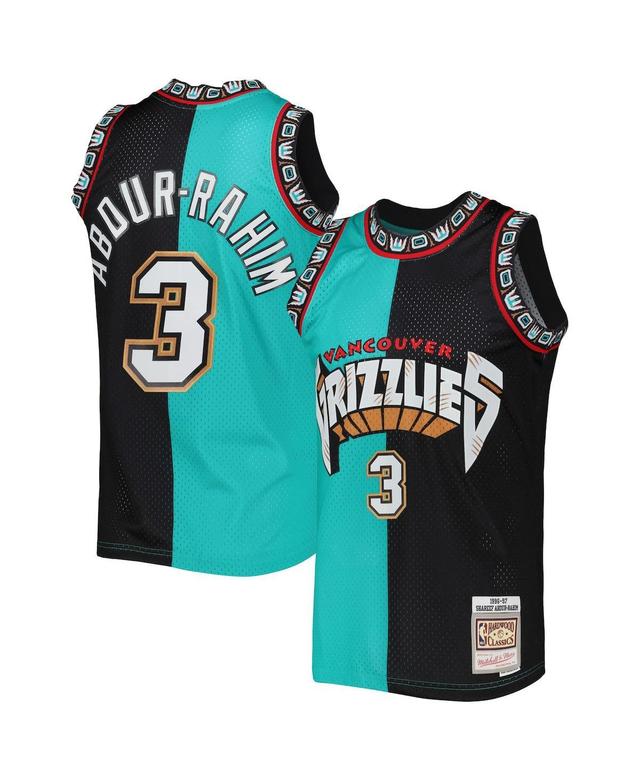 Mens Mitchell & Ness Shareef Abdur-Rahim Turquoise, Black Vancouver Grizzlies Hardwood Classics 1996-97 Split Swingman Jersey - Turquoise, Black Product Image