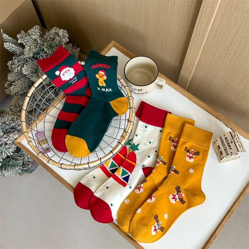 Christmas Cartoon Print Socks Product Image