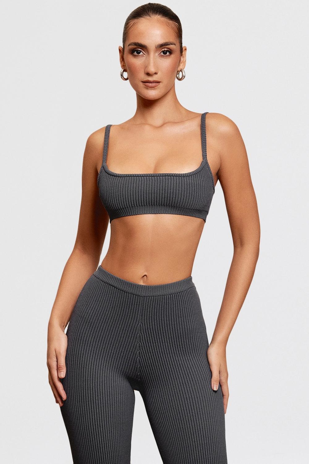 Mischa Dark Grey Ribbed Knit Bralette Product Image