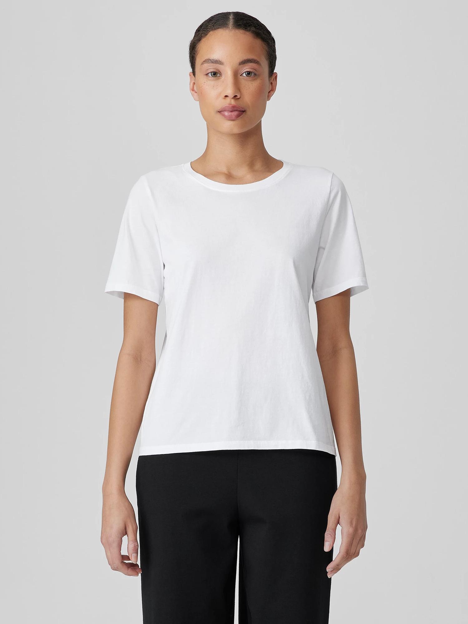 EILEEN FISHER Organic Pima Cotton Jersey Round Neck Teefemale Product Image