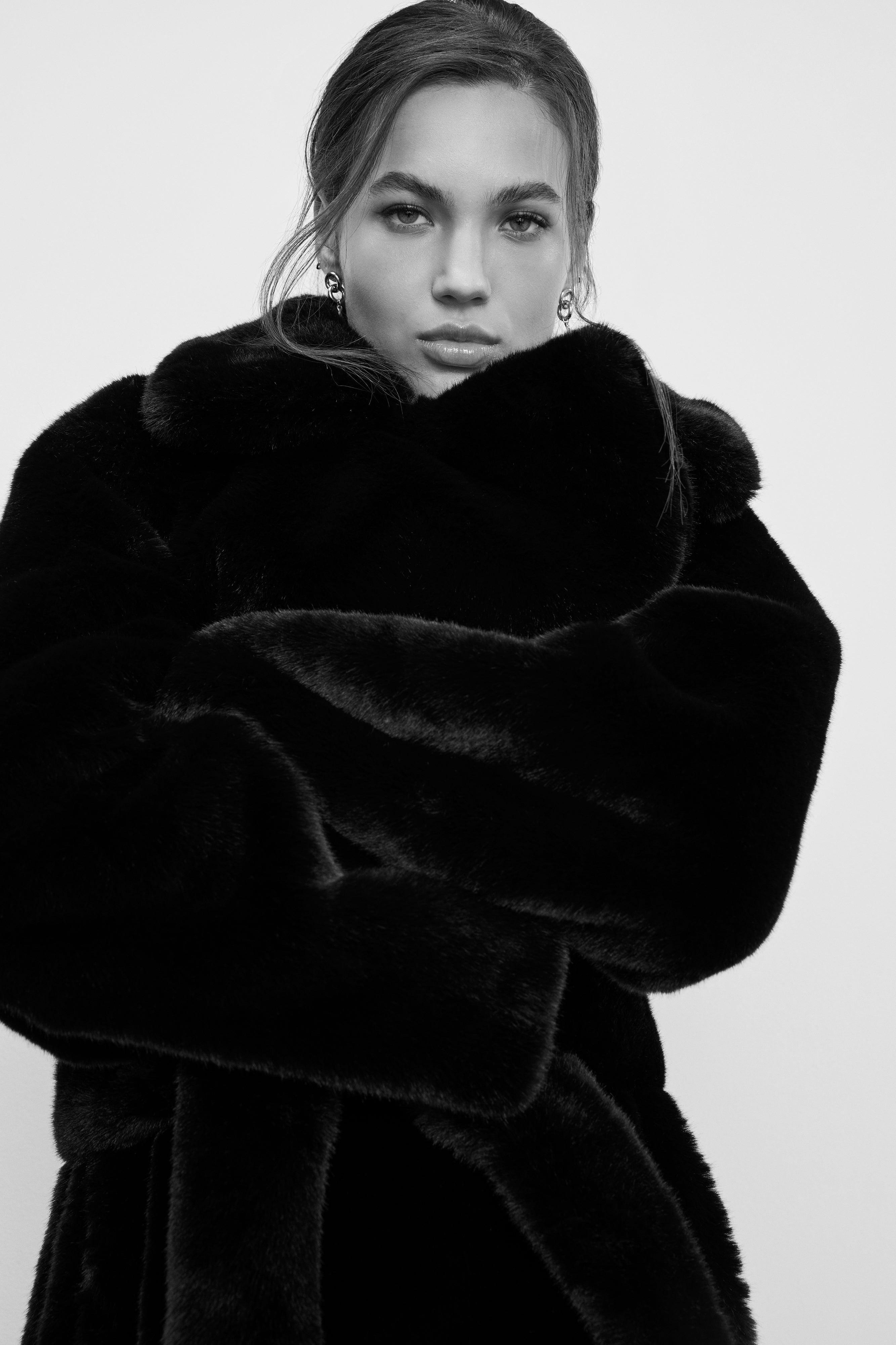 FAUX FUR COAT | BLACK001 Product Image