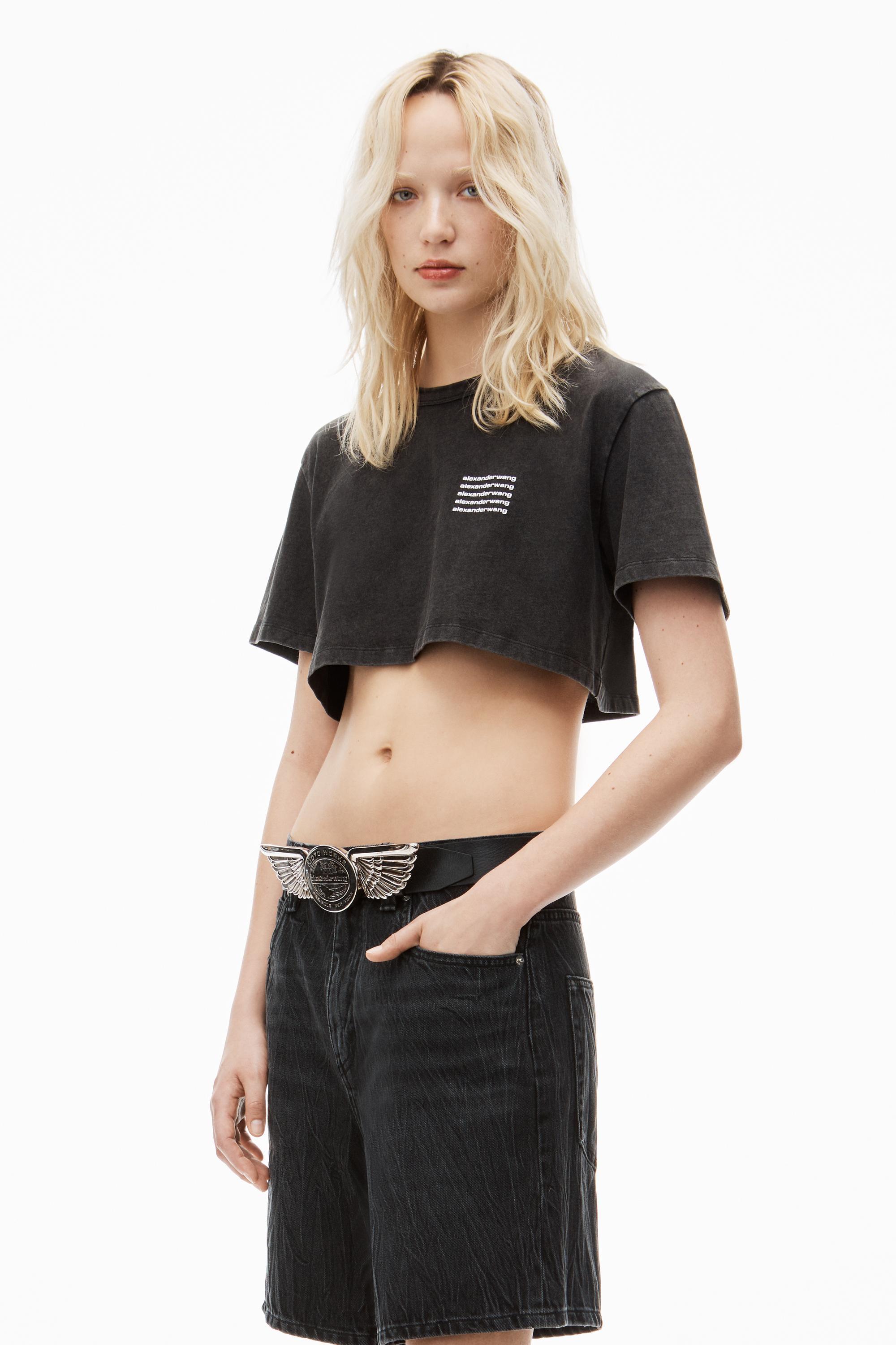 Cropped Tee In Acid Wash Jersey Product Image