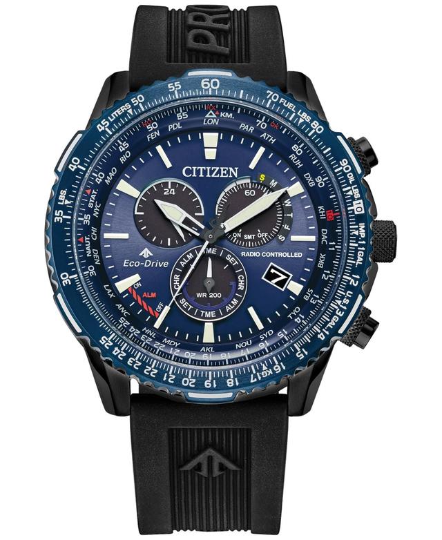 Men's Citizen Eco-DriveÂ® Promaster Air Two-Tone IP Chronograph Strap Watch with Blue Dial (Model: Cb5006-02L) Product Image