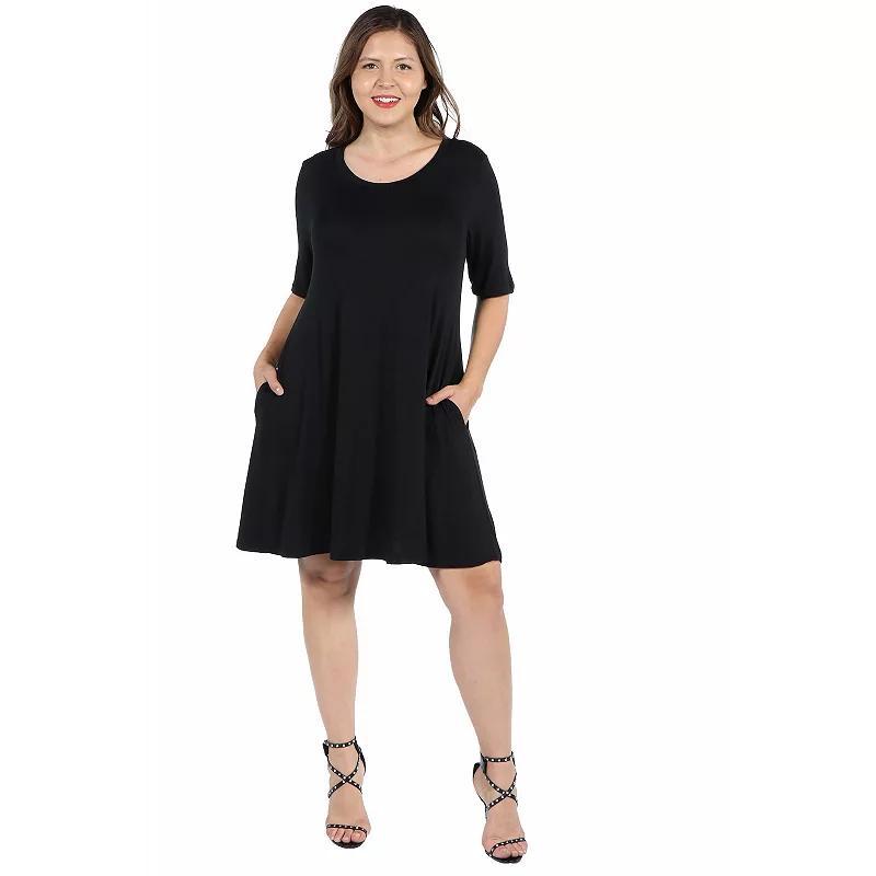 Plus Size 24seven Comfort Apparel Knee Length Pocket T-Shirtdress, Womens Product Image