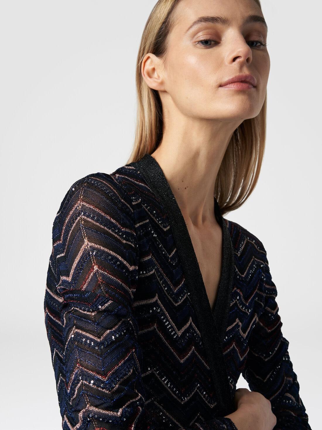 Long cardigan in zigzag knit with lurex and sequins Multicoloured | Missoni Product Image