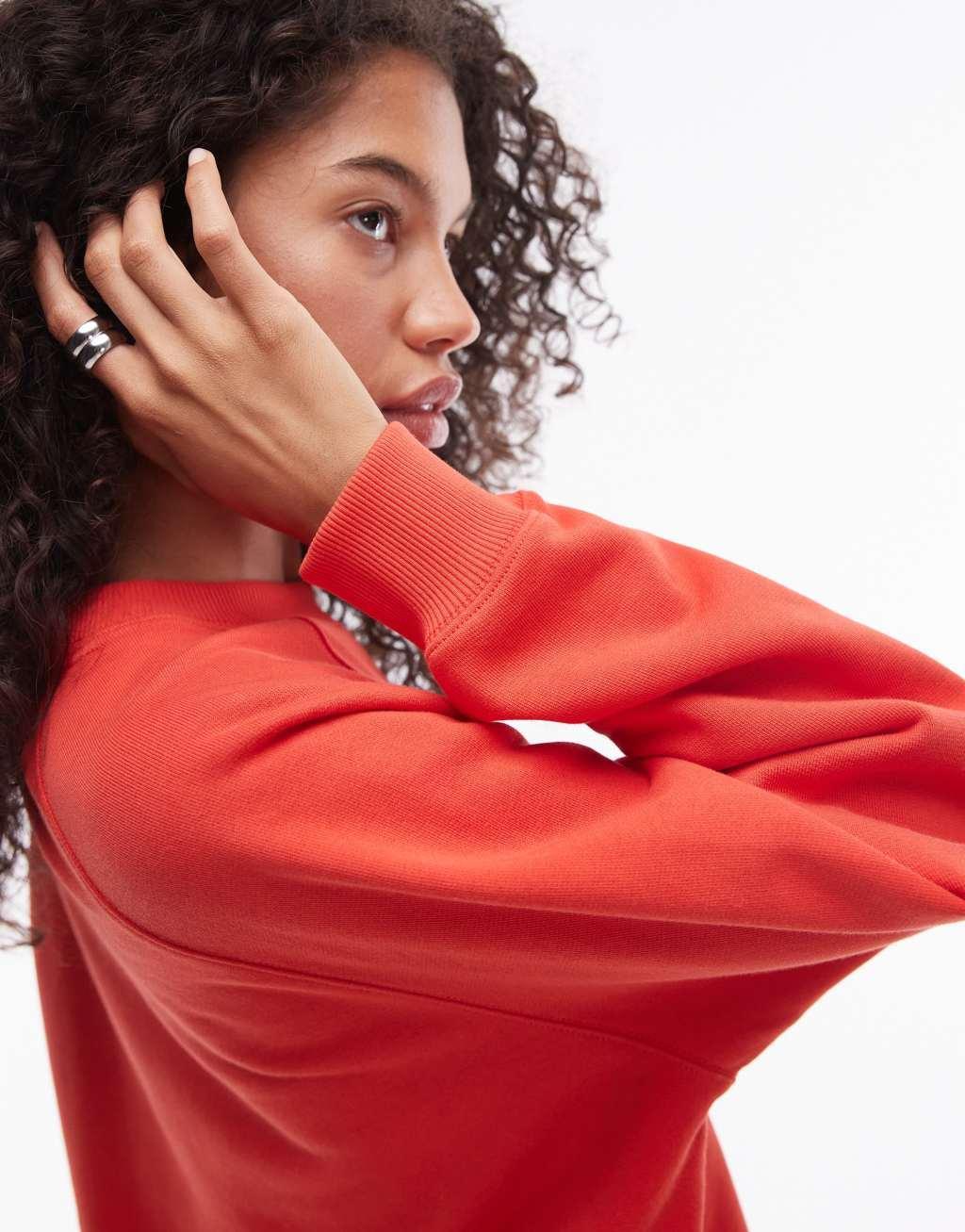 ARKET soft terry sweatshirt in red Product Image