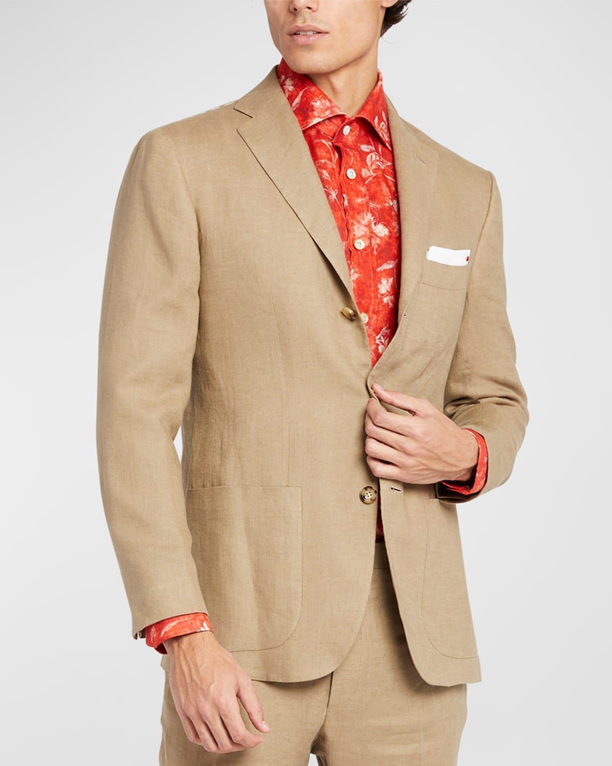 Mens Solid Linen Blazer Product Image