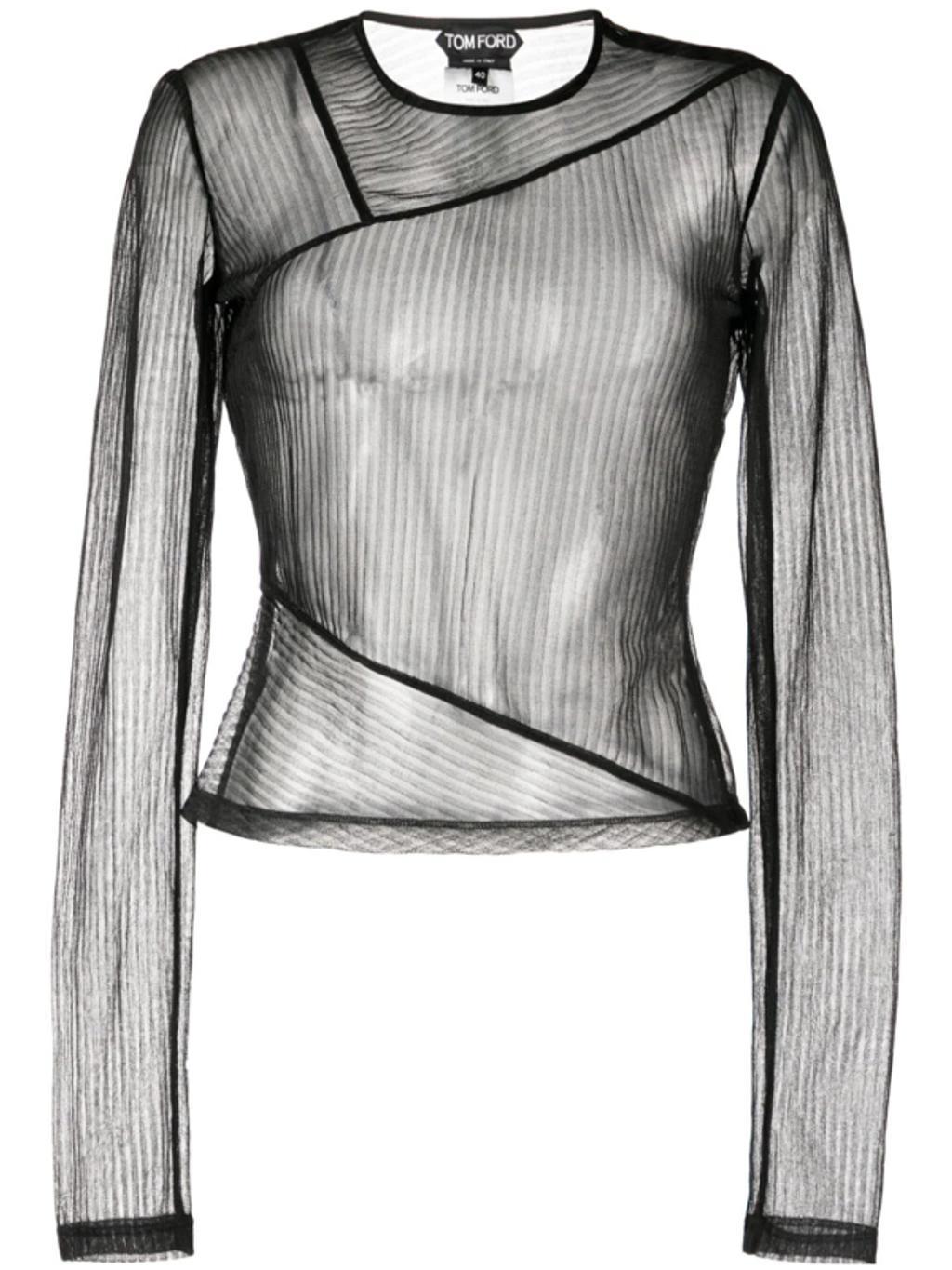 TOM FORD Sheer Ribbed Long-sleeve Jersey Top In Black product image