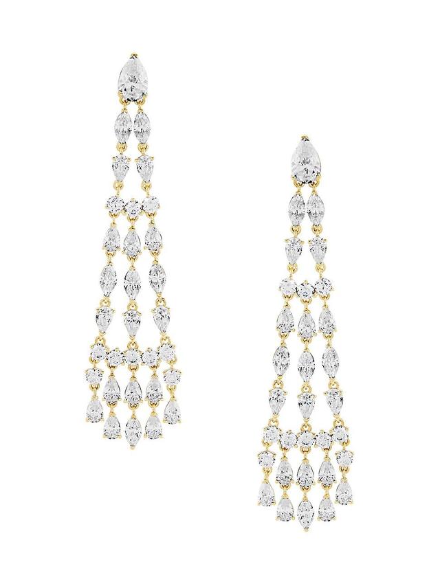 Womens Feliz Sterling Silver & Cubic Zirconia Linear Chandelier Earrings Product Image