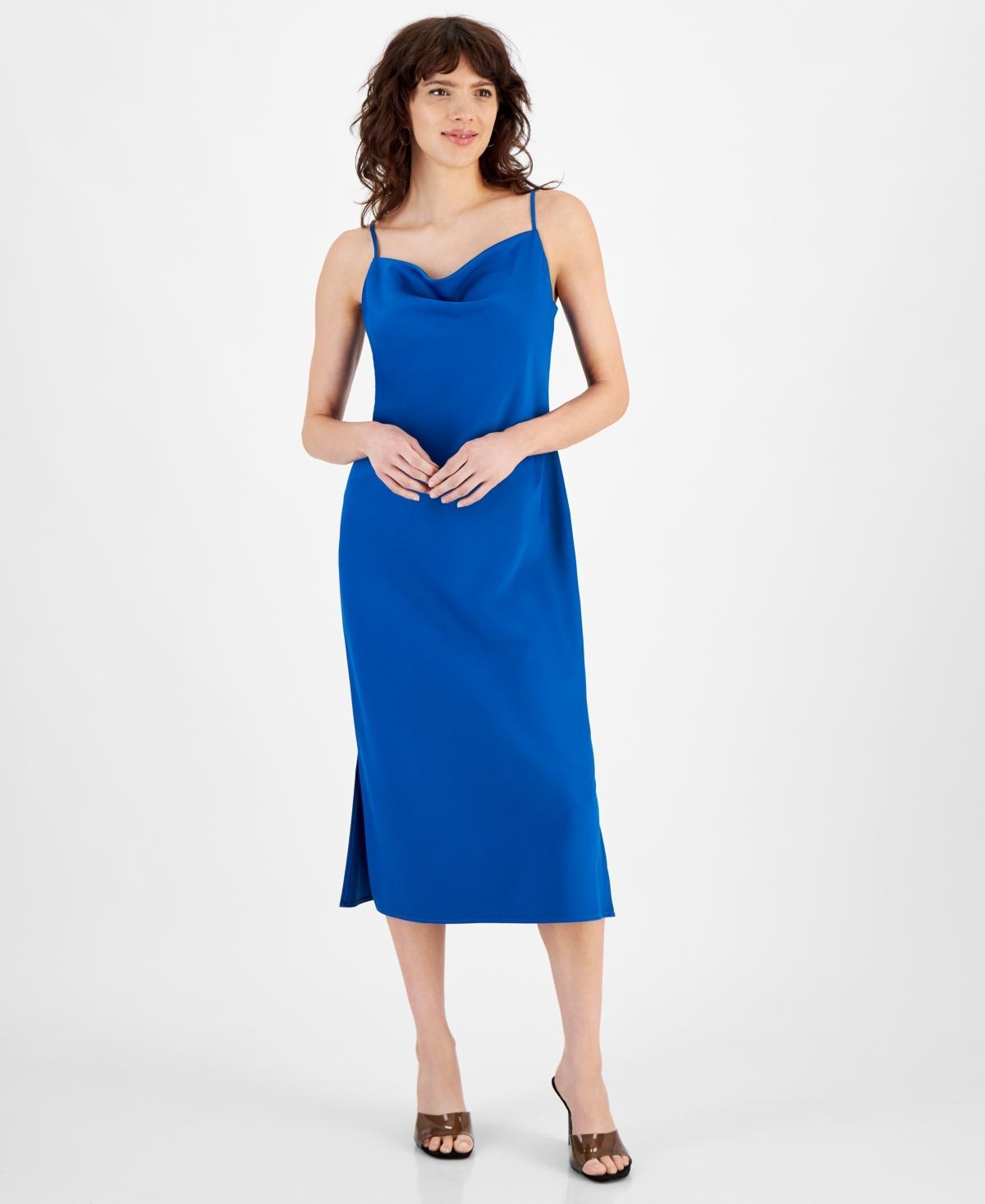 Bar Iii Womens Cowl-Neck Spaghetti Strap Side-Slit Dress, Created for Macys Product Image