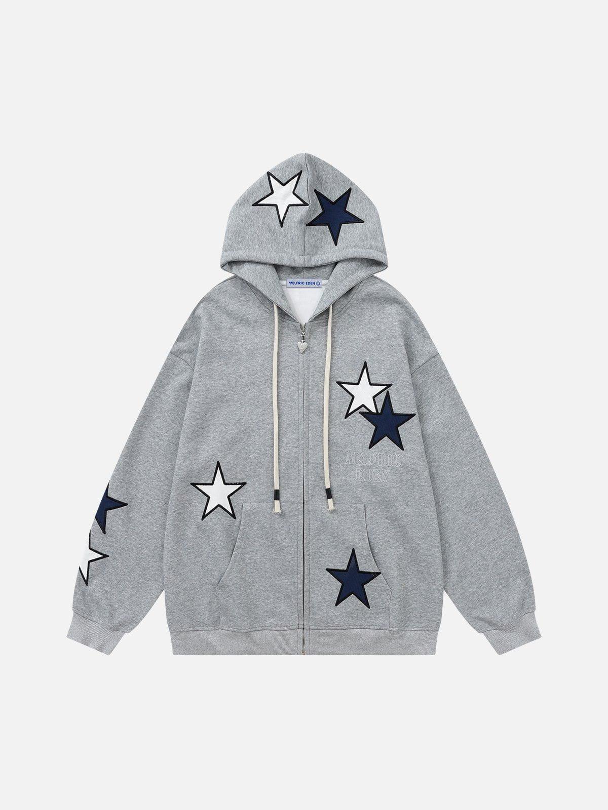 [Pre-Order] Aelfric Eden Color Blocking Star Zip Up Hoodie Product Image