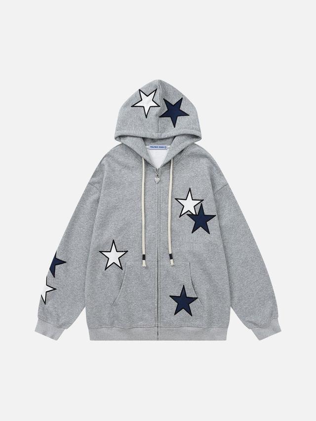 [Pre-Order] Aelfric Eden Color Blocking Star Zip Up Hoodie Product Image