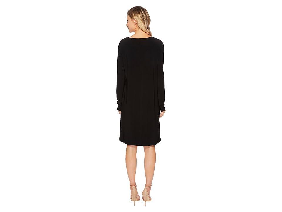 Norma Kamali Long Sleeve Crew Dress To Knee (Black) Women's Dress Product Image