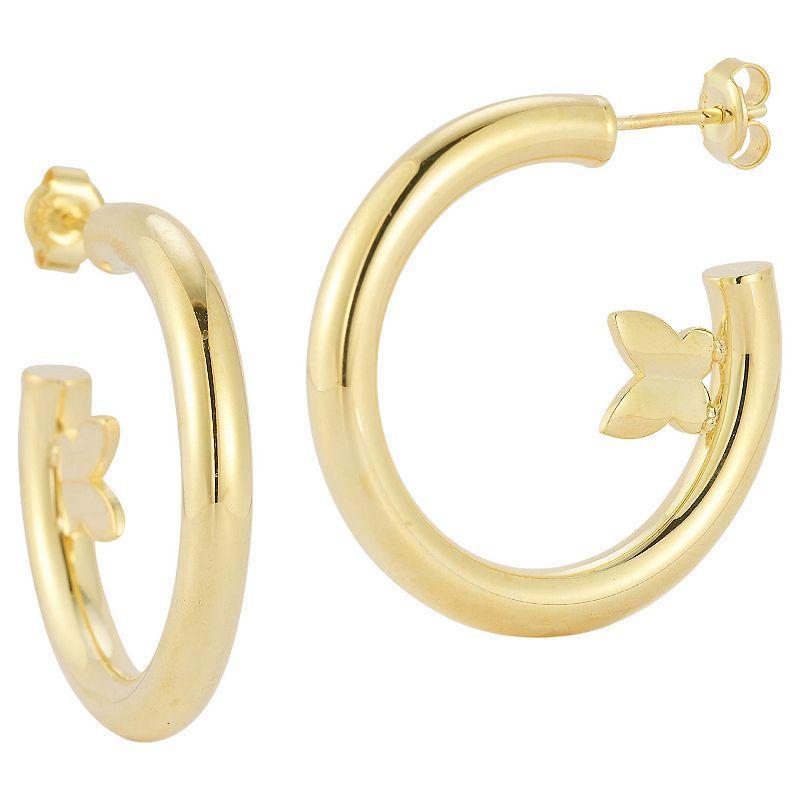 Sunkissed Sterling Butterfly Hoop Earrings, Womens, Gold Tone Product Image