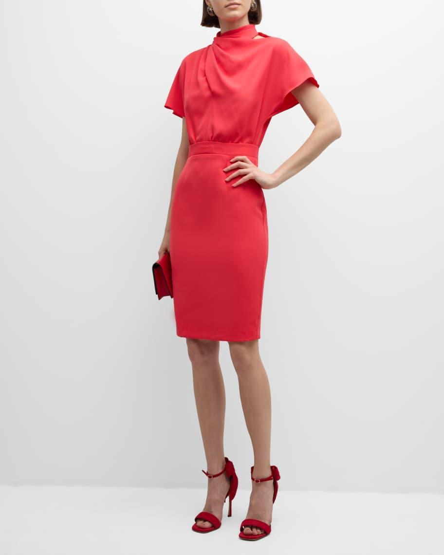 Estella Draped High-Neck Midi Dress Product Image