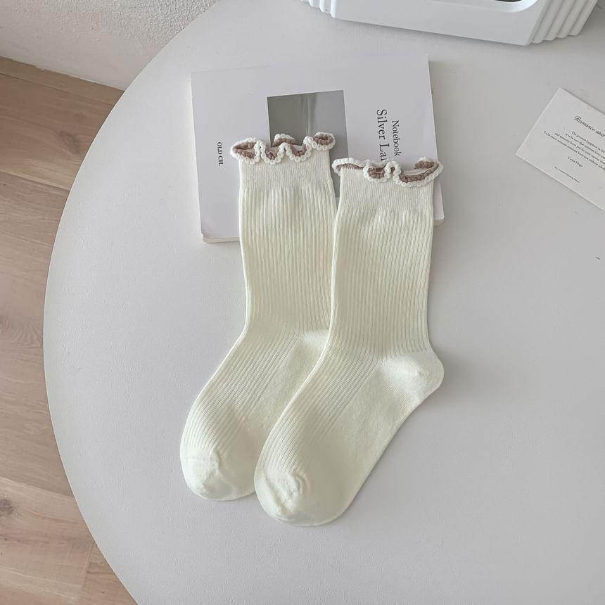 Contrast Trim Frill Short Socks Product Image