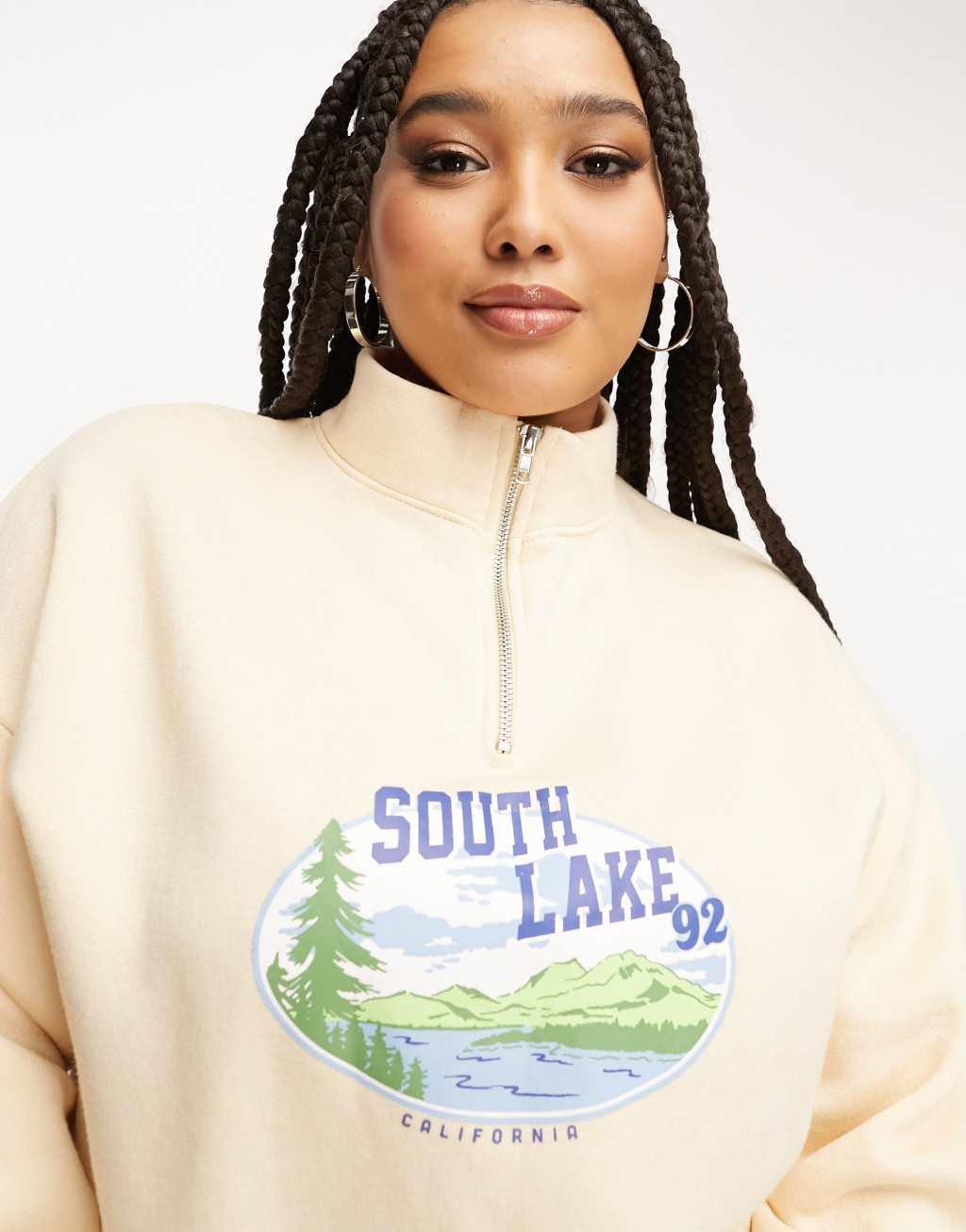 Daisy Street Plus quarter zip lake sweatshirt Product Image