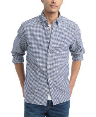 Tommy Hilfiger Mens Gingham Long Sleeve Button-Down Oxford Shirt Product Image