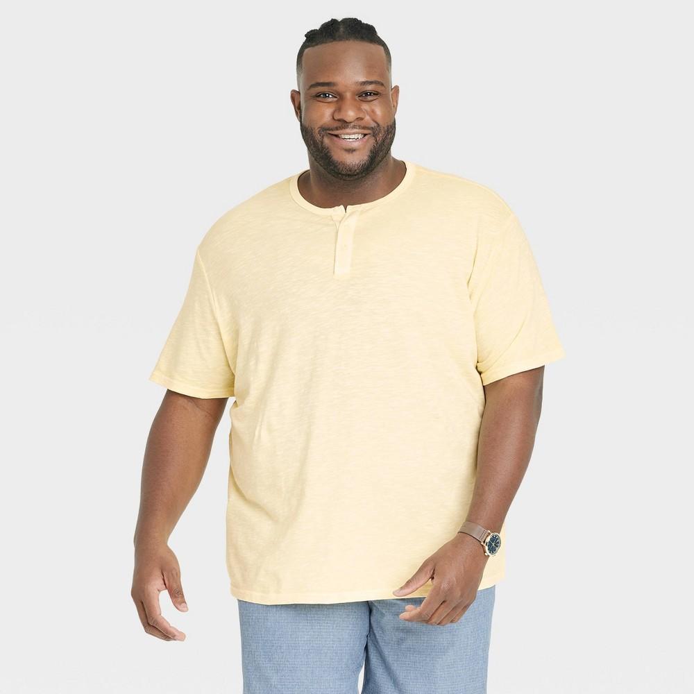 Mens Big & Tall Short Sleeve Henley T-Shirt - Goodfellow & Co Straw Yellow 3XLT Product Image