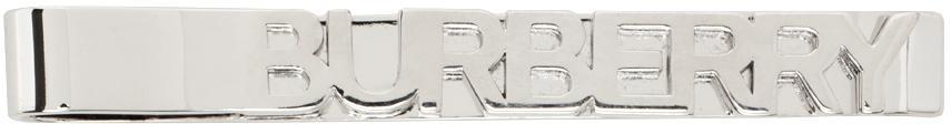 BURBERRY Logo Tie Bar In Silver Product Image