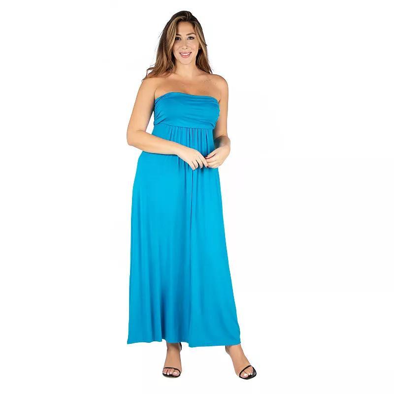 Plus Size 24seven Comfort Apparel Strapless Maxi Dress, Womens Turquoise Product Image