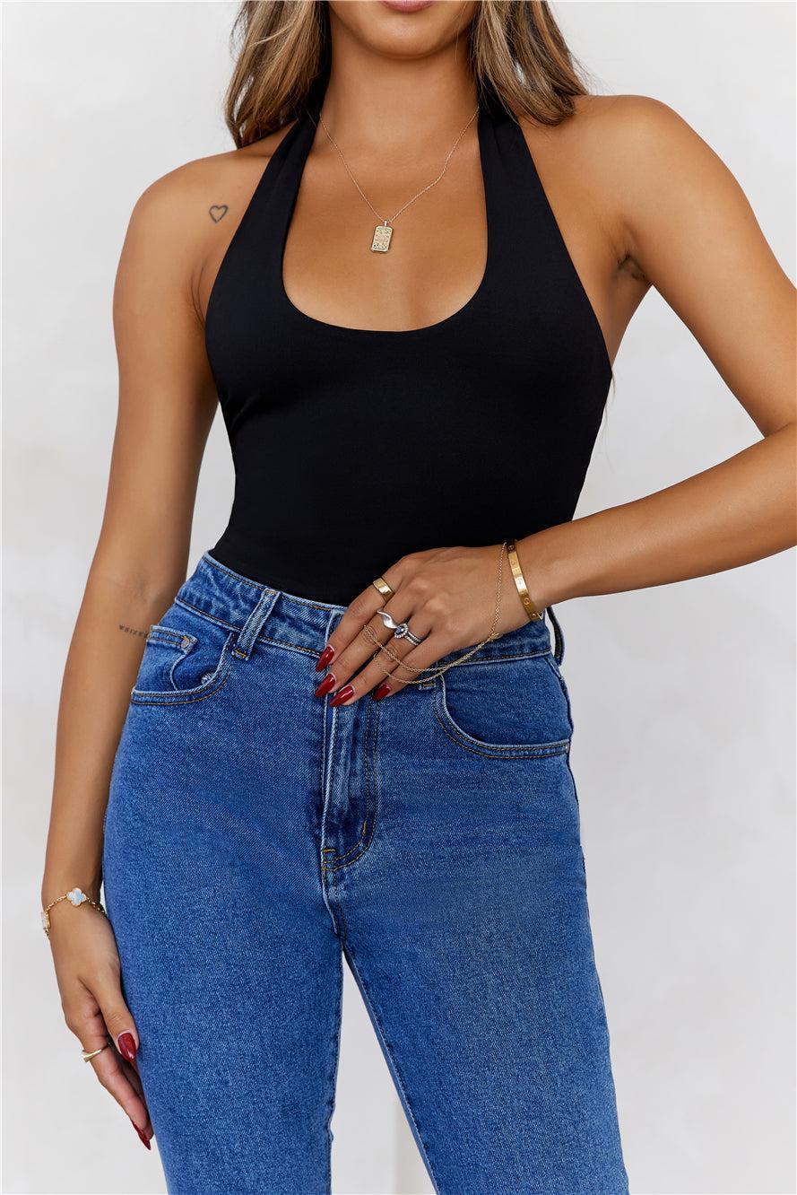 HELLO MOLLY BASE Going Viral Halter Top Black Product Image