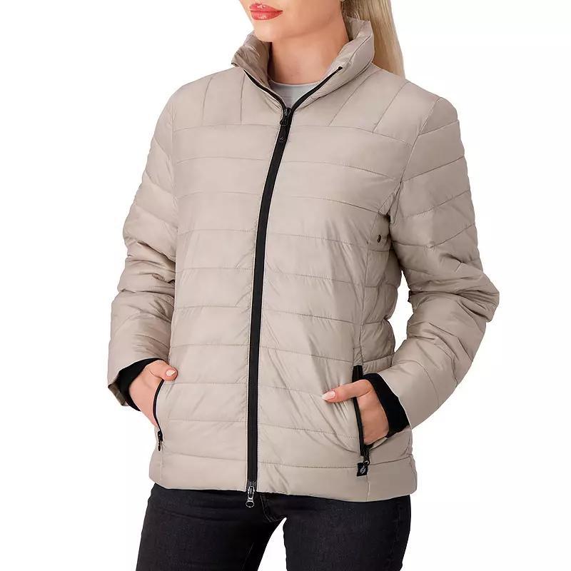 Womens Heat Holders Penelope Heatweaver Lined Double Zipper Puffer Jacket Light Brown Product Image