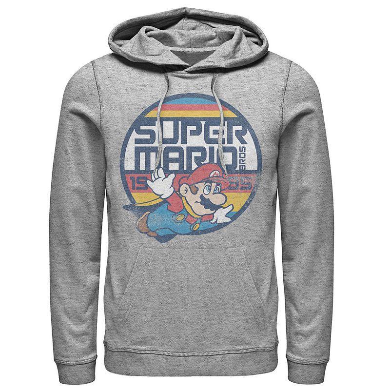 Mens Nintendo Super Mario Bros. Classic Hoodie Athletic Grey Product Image