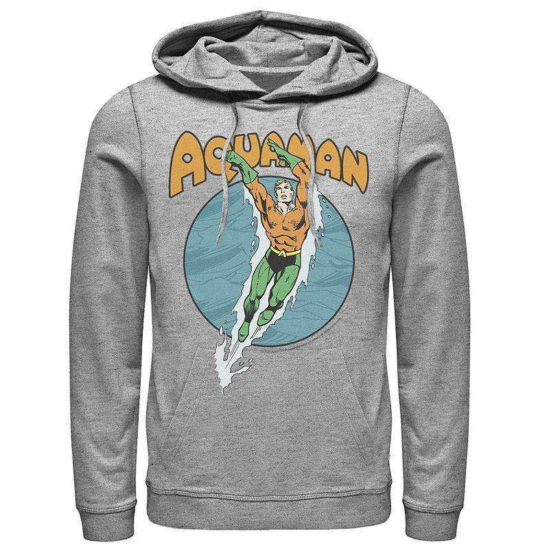 Mens DC Comics Aquaman Swimming Dance Hoodie Med Grey Product Image