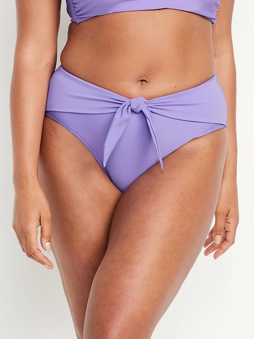 High-Waisted Bikini Swim Bottoms Product Image