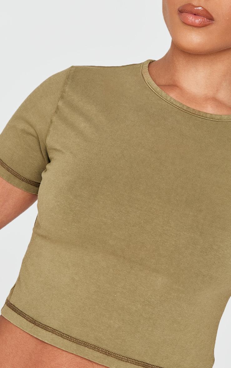 Olive Cotton Washed Crop Top Product Image