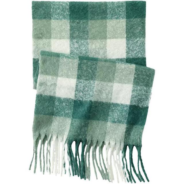 Womens Lands End Brushed Blanket Scarf, Green Check Product Image