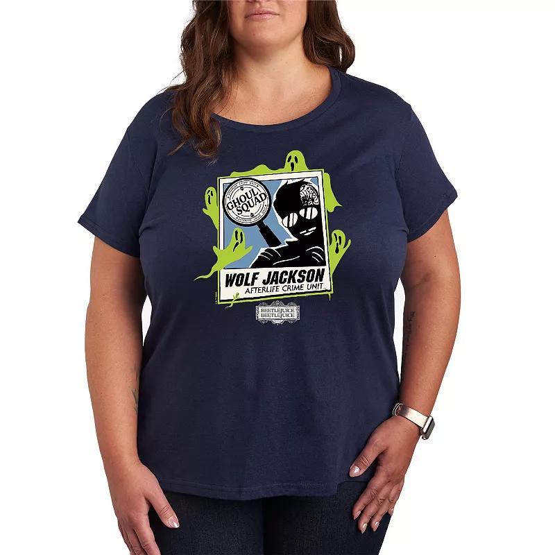 Plus Size Beetlejuice 2 Wolf Jackson Graphic Tee, Womens Blue Product Image